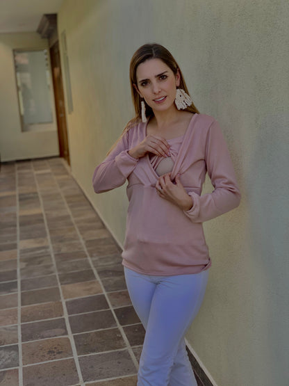Pink Maternity and Nursing Blouse/ Sweater, Hilda
