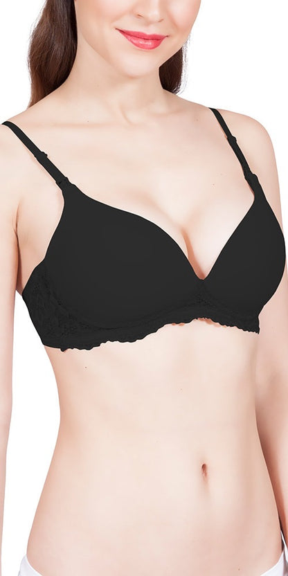 Lace nursing bra, black color