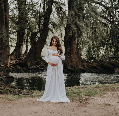 White maternity sitting dress, Alberta