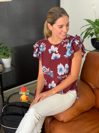 Blusa de lactancia, Ruth guinda flores