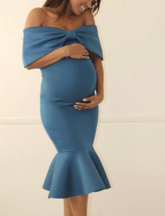 Vestido de maternidad, Lluvia Moño azul polvo vértigo