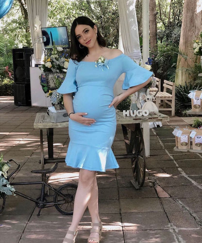Vestido de maternidad, Ximena Azul Cielo Ponti Roma