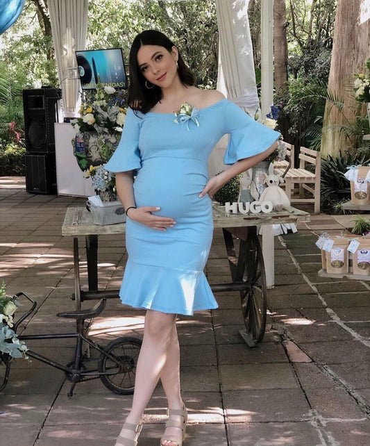 Vestido de maternidad, Ximena Azul Cielo Ponti Roma