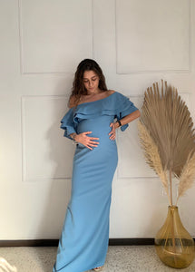 Vestido de maternidad, Alejandra azul polvo largo