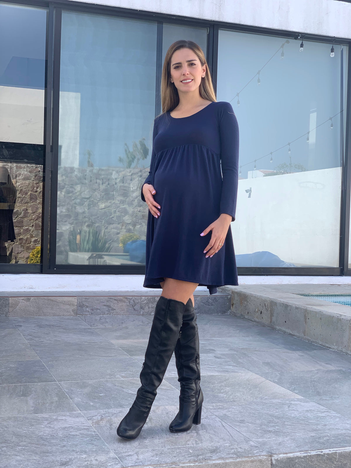 Vestido maternidad invierno, azul