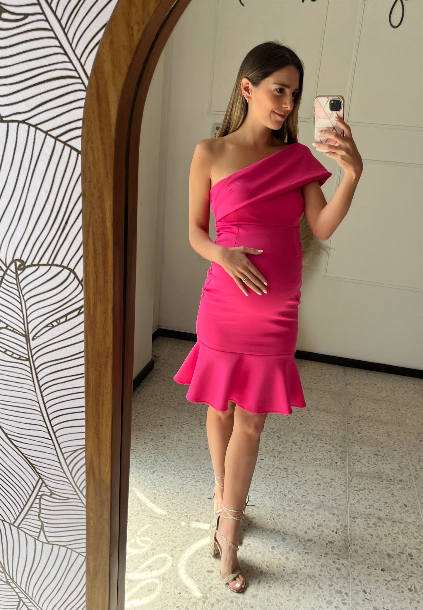 María José maternity dress pink barbie straight