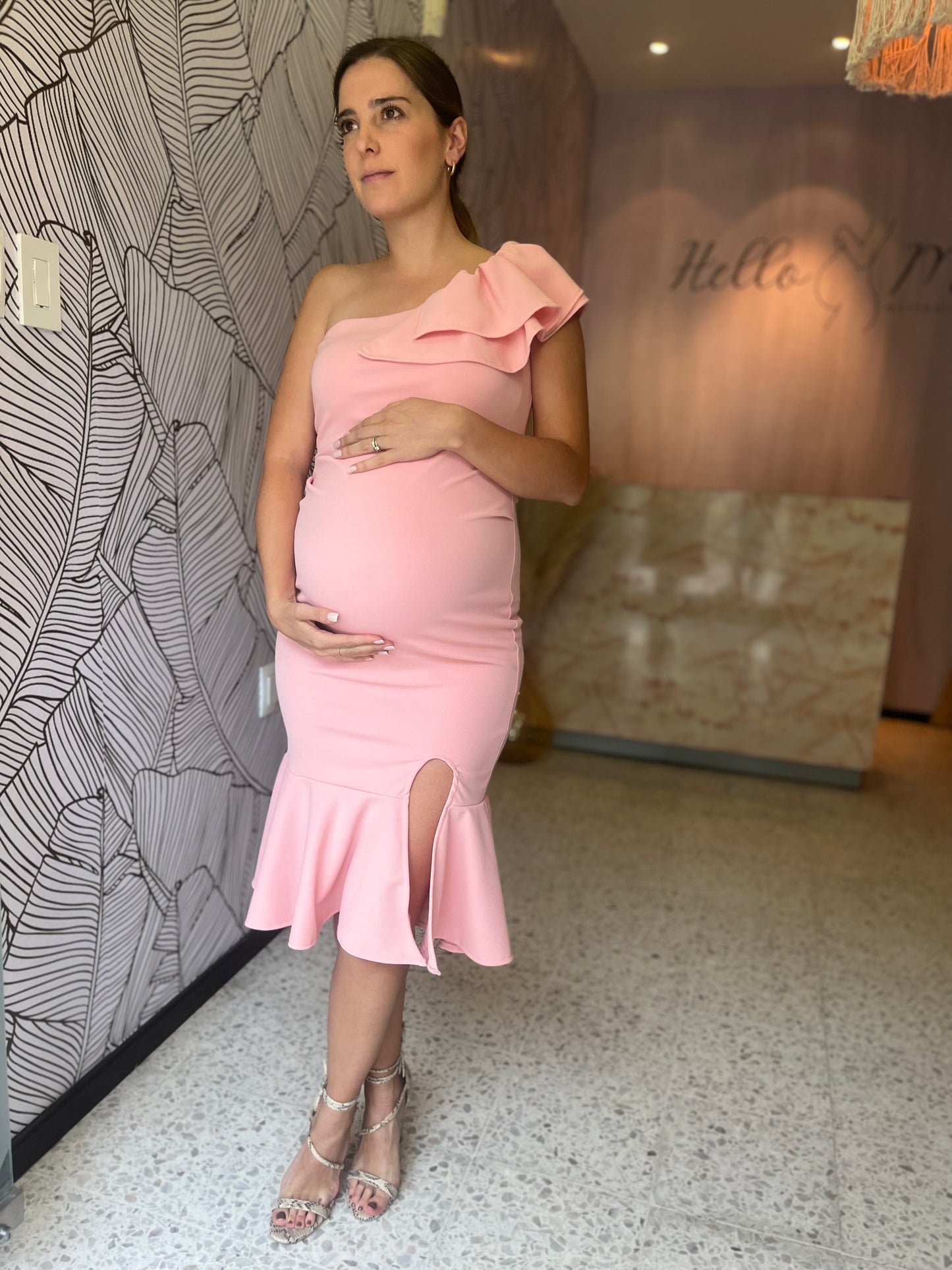 Vestido de maternidad, Aurelia rosa claro licra