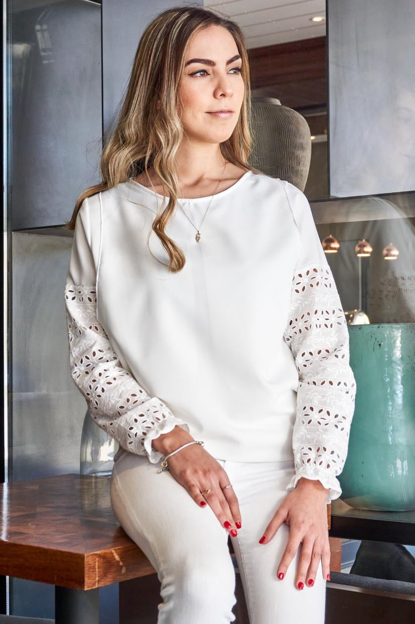 Blusa lactancia Daniela ivory  blanco encaje