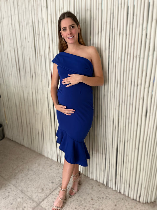 Vestido de maternidad María José azul imperial pinto Roma