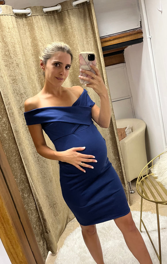 Viridiana blue maternity dress