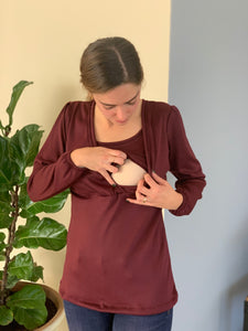 Hilda lactation and maternity sweater wine