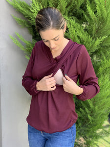 Daniela wine lactation and maternity sweater