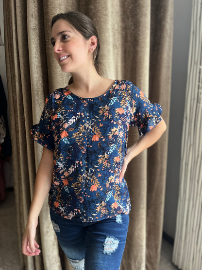 Blusa de lactancia, Georgina flores azul flores helechitos