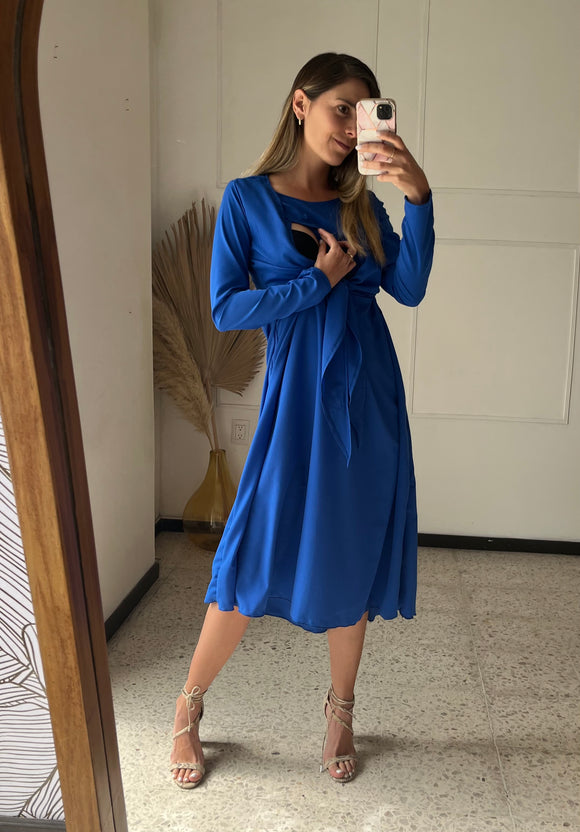 Vestido lactancia y maternidad Romina azul