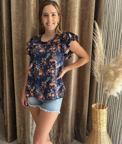 Blusa de lactancia, Ruth azul floreado