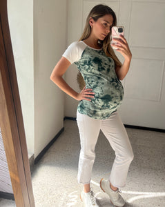 Green tie dye maternity blouse