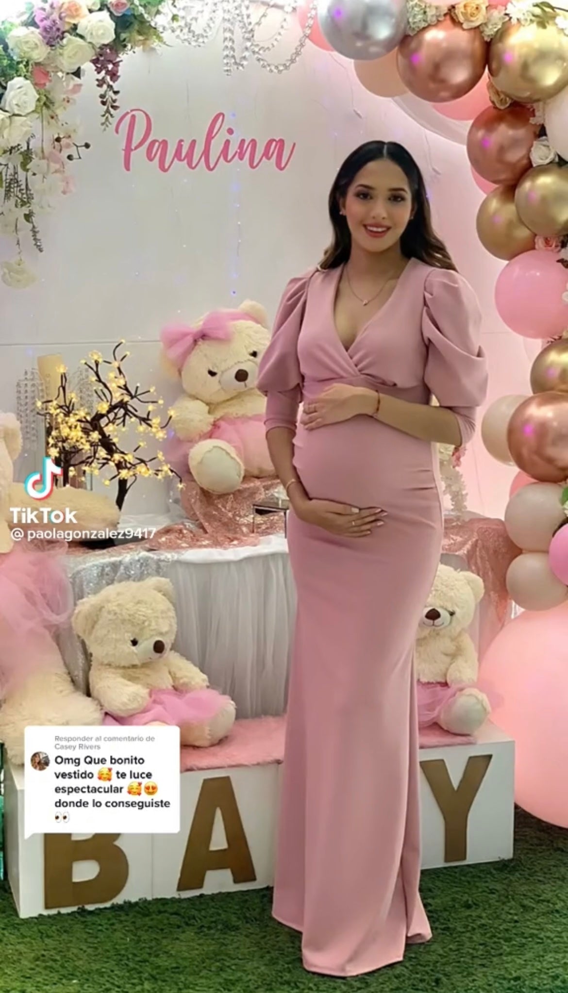 Yuridia long hot pink maternity dress