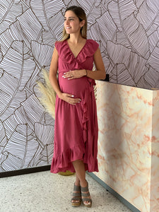 María Luisa maternity dress, burnt pink