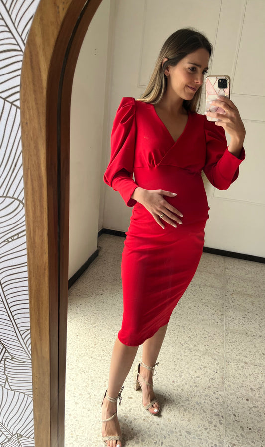 Vestido maternidad Yuridia rojo vértigo