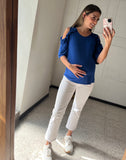 Off Shoulder Maternity Blouse Blue