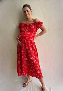 Red flowered maternity dress LM