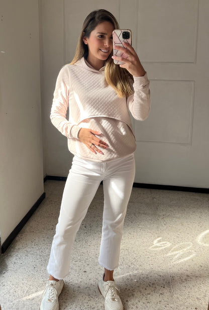 Nursing sweatshirt, Gloria beige rhombuses with hood