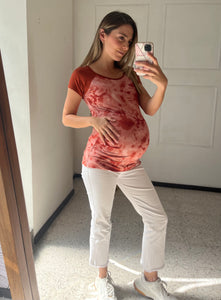 Orange tie dye maternity blouse