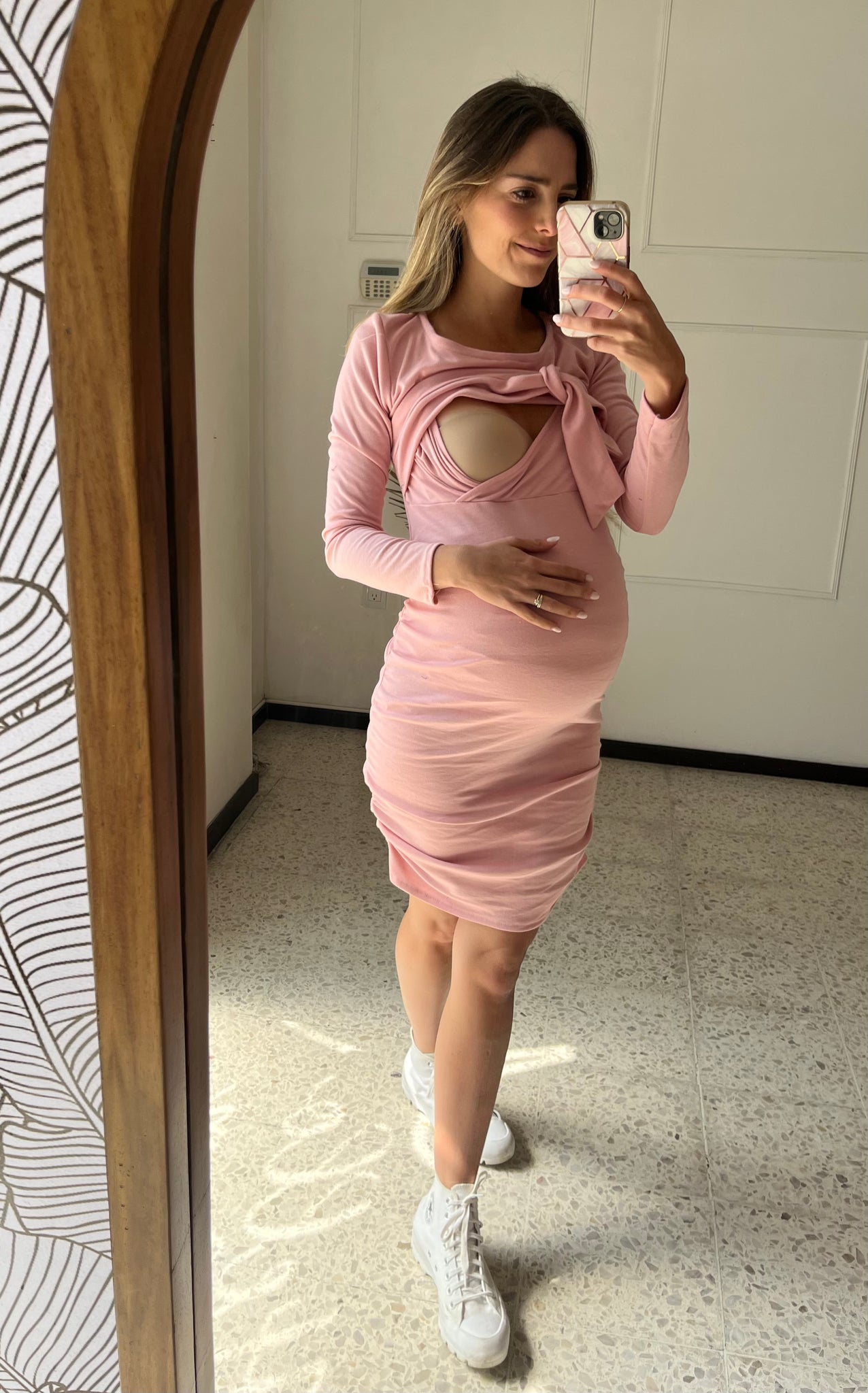 Pijama de lactancia y maternidad, rosa SM – Hello Mom