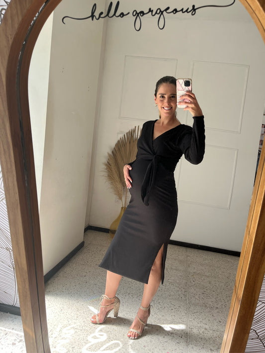 Vestido de maternidad y lactancia, Aitana negro rayitas